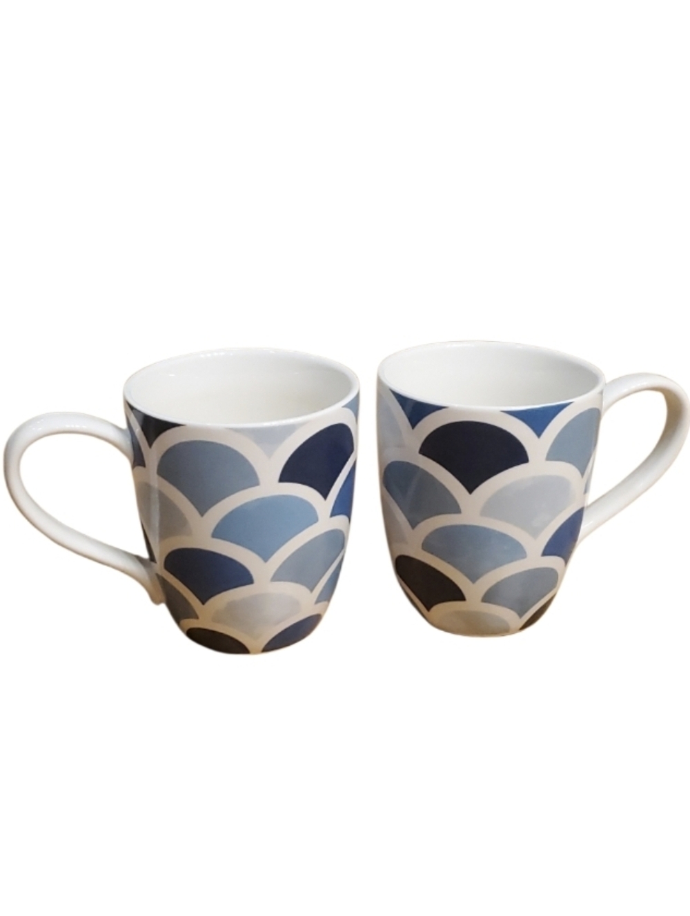 Crate & Barrel 2 Set Mugs Blue Mermaid‎ Scale